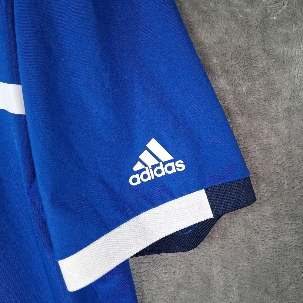 Adidas Golf Chest Colorblock Short Sleeve Polo Shirt Men Size Large Blue  White